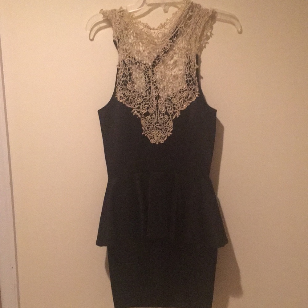 Black Peplum lace dress